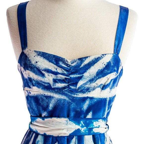 NEW  long Maxi dress Blue white maternity wedding bridesmaid 4 6 8 beach resort - Picture 7 of 7